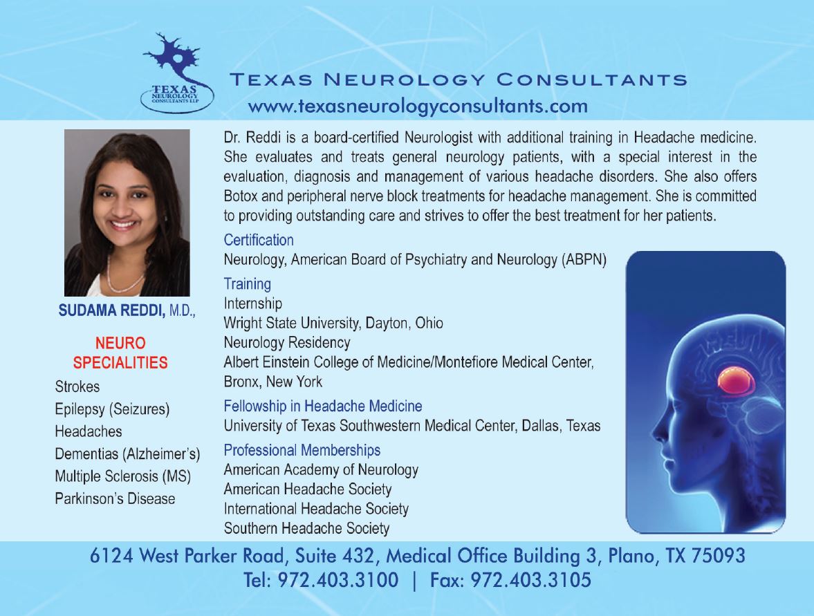 Dr. SUDAMA REDDI, M.D.- Neurologist – 6124 West Parker Road, Suite 432, PLANO, TX, 75093