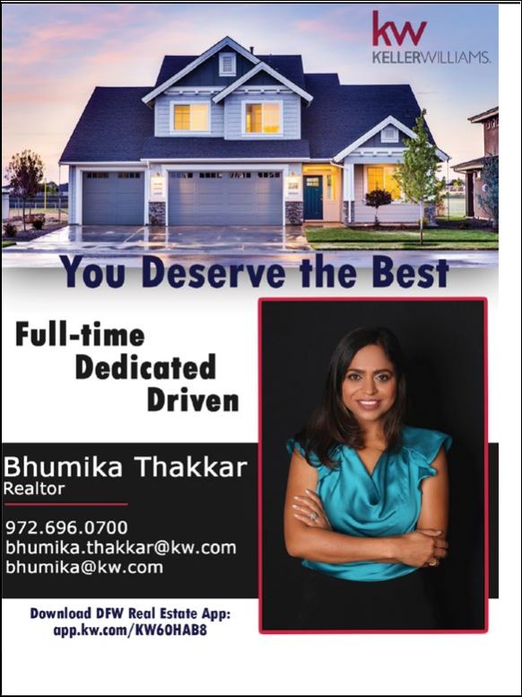 Bhumika Thakkar Keller Williams Real Estate Agent in Dallas TX – 4783 Preston Road, Ste. 100, FRISCO, TX
