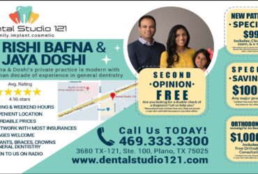 Dental Studio 121 Dr Rishi Bafna & Dr Jaya Doshi in Plano TX – 3680 TX-121, Ste. 100  , PLANO, TX, 75025