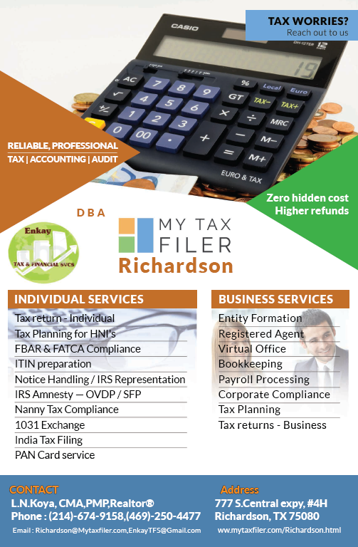 My Tax Filer – Richardson – 777 S Central Expy, #4H, Richardson, TX 75080, RICHARDSON