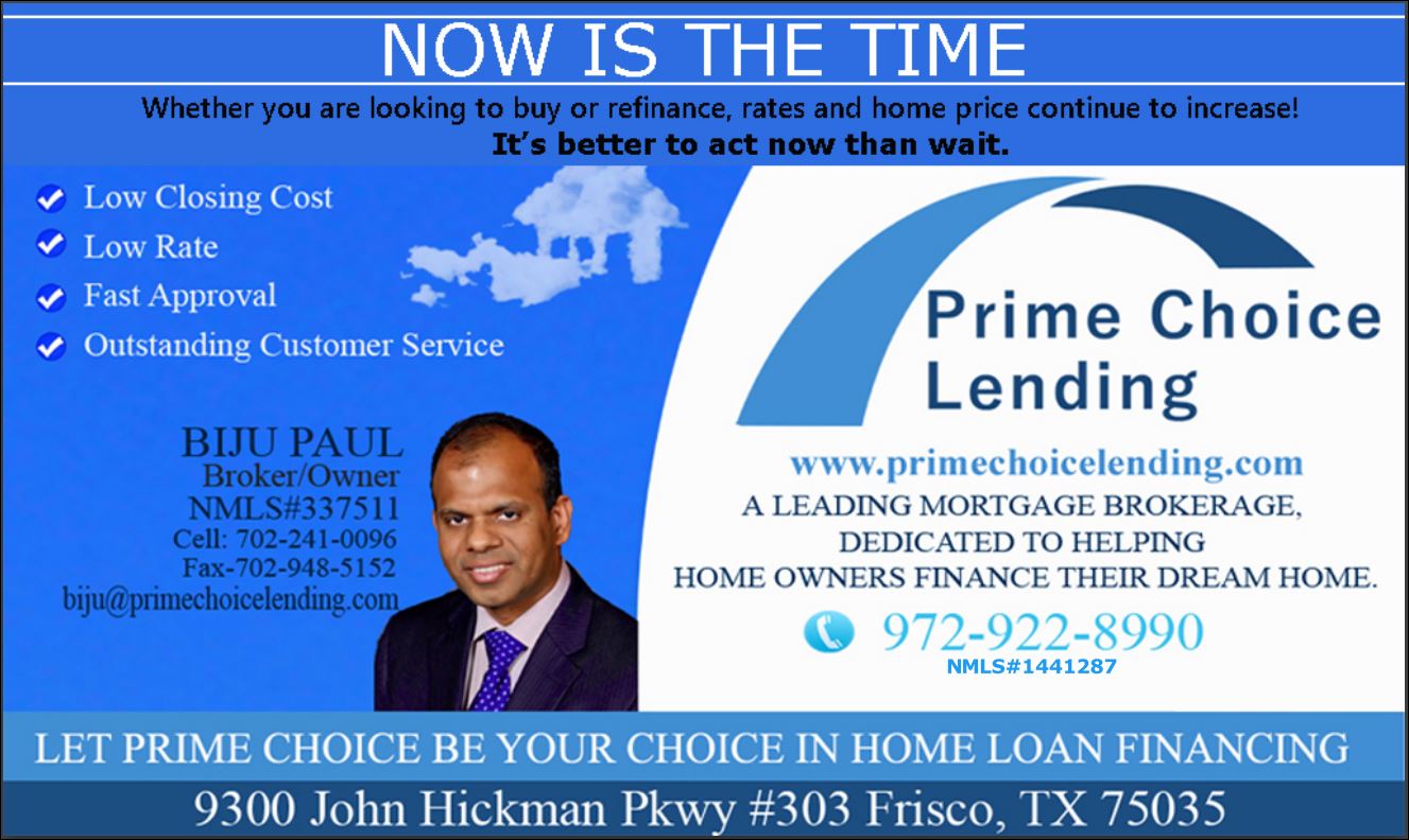 Prime Choice Lending-Biju Paul – 9300 John Hickman Pkwy #303,, FRISCO, TX, 75035