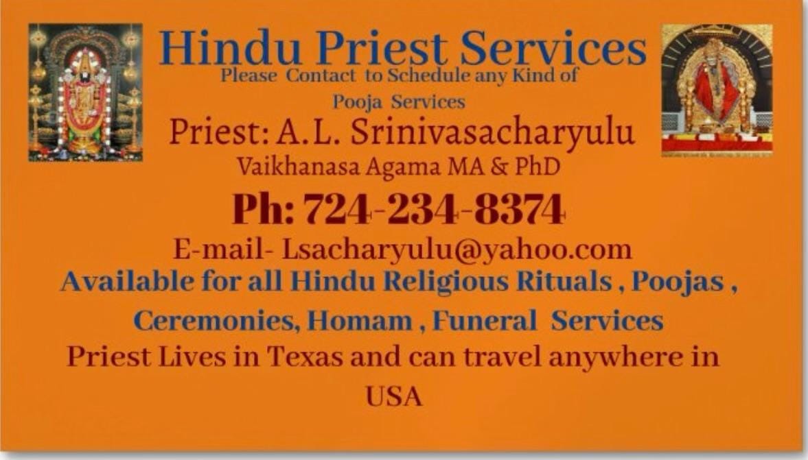 Priest for Hindu religious puja’s/ Homam